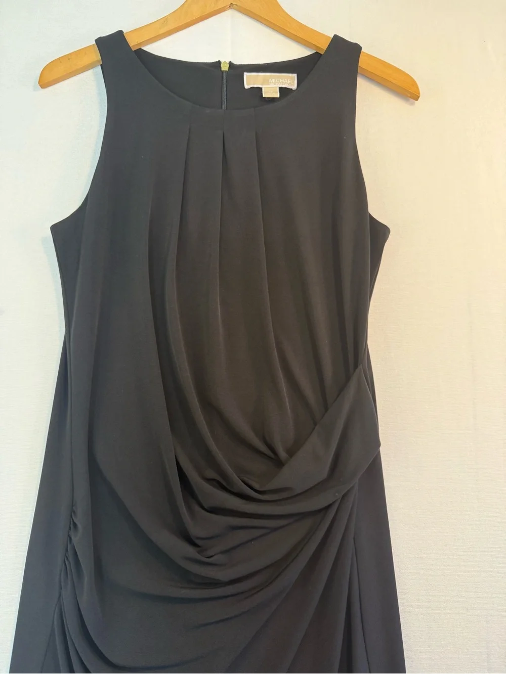 Michael Kors Black Sleeveless Draped Sheath Dress